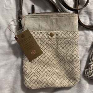 Clear Ray Cream and Brown Patterned Crossbody Bag
